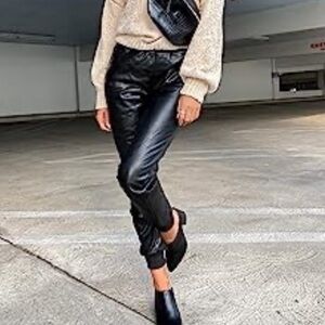 Kendall and Kylie leather looking pants joggers 80’s night statement